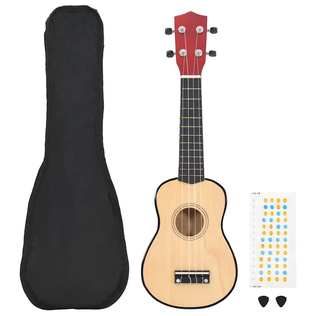 Sopran Ukulele Set für Kinder mit Tasche Dunkles Holz 21