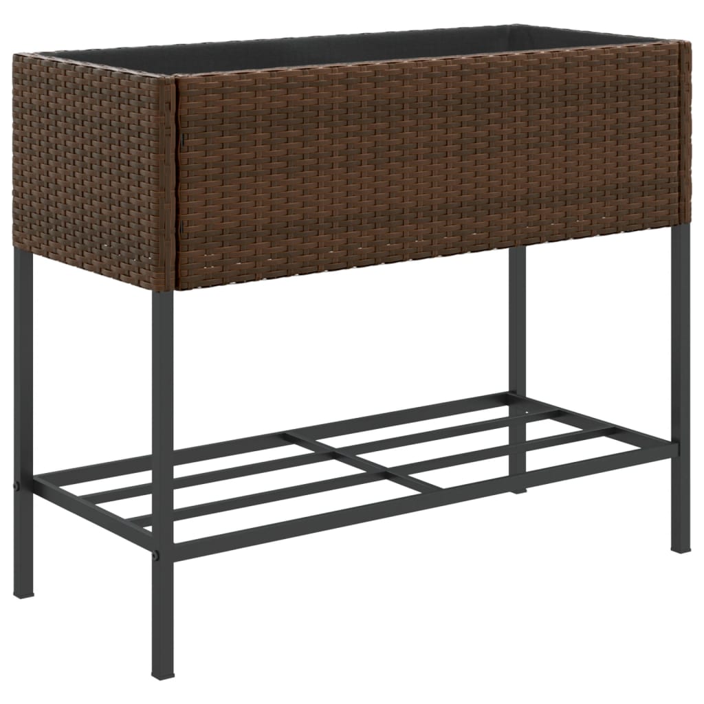 Hochbeete mit Ablage 2 Stk. Schwarz 70x28x70 cm Poly Rattan