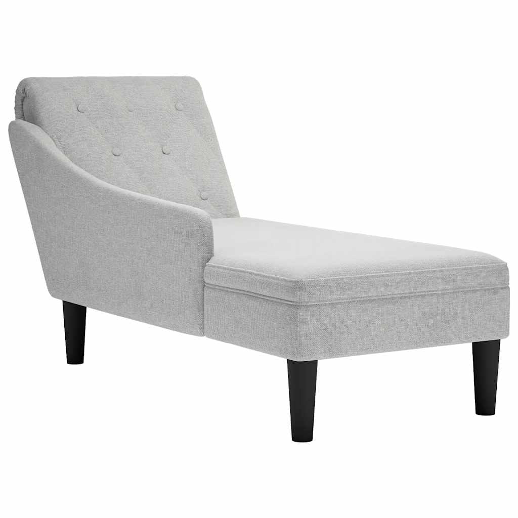 Chaiselongue mit Kissen und Rechter Armlehne Schwarz Stoff