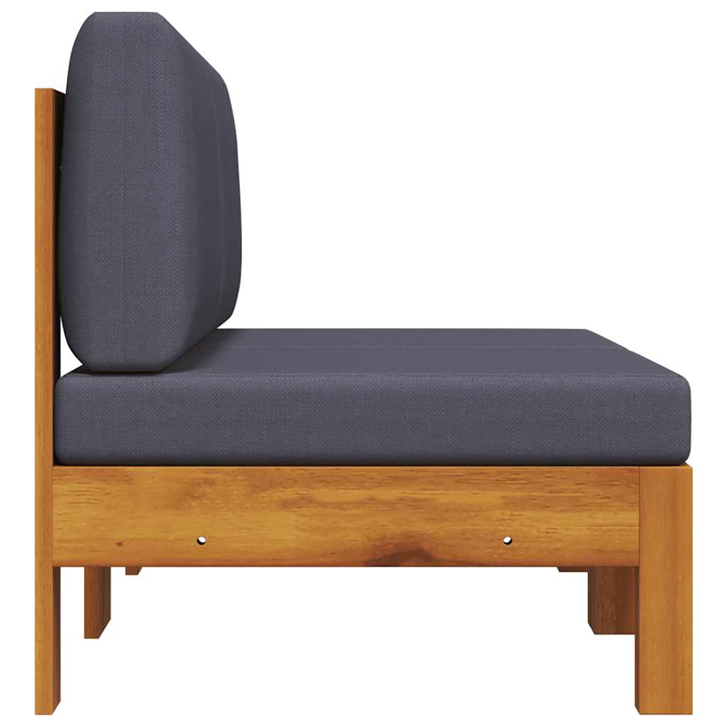 2-tlg. Garten-Lounge-Set mit Cremeweißen Kissen Akazienholz