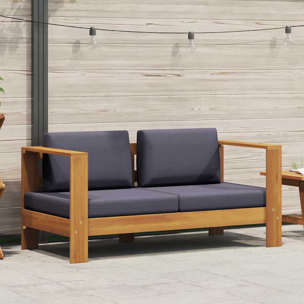 2-tlg. Garten-Lounge-Set mit Cremeweißen Kissen Akazienholz