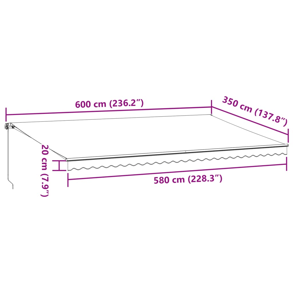 Markise Manuell Einziehbar mit LED 300x250 cm Blau und Weiß