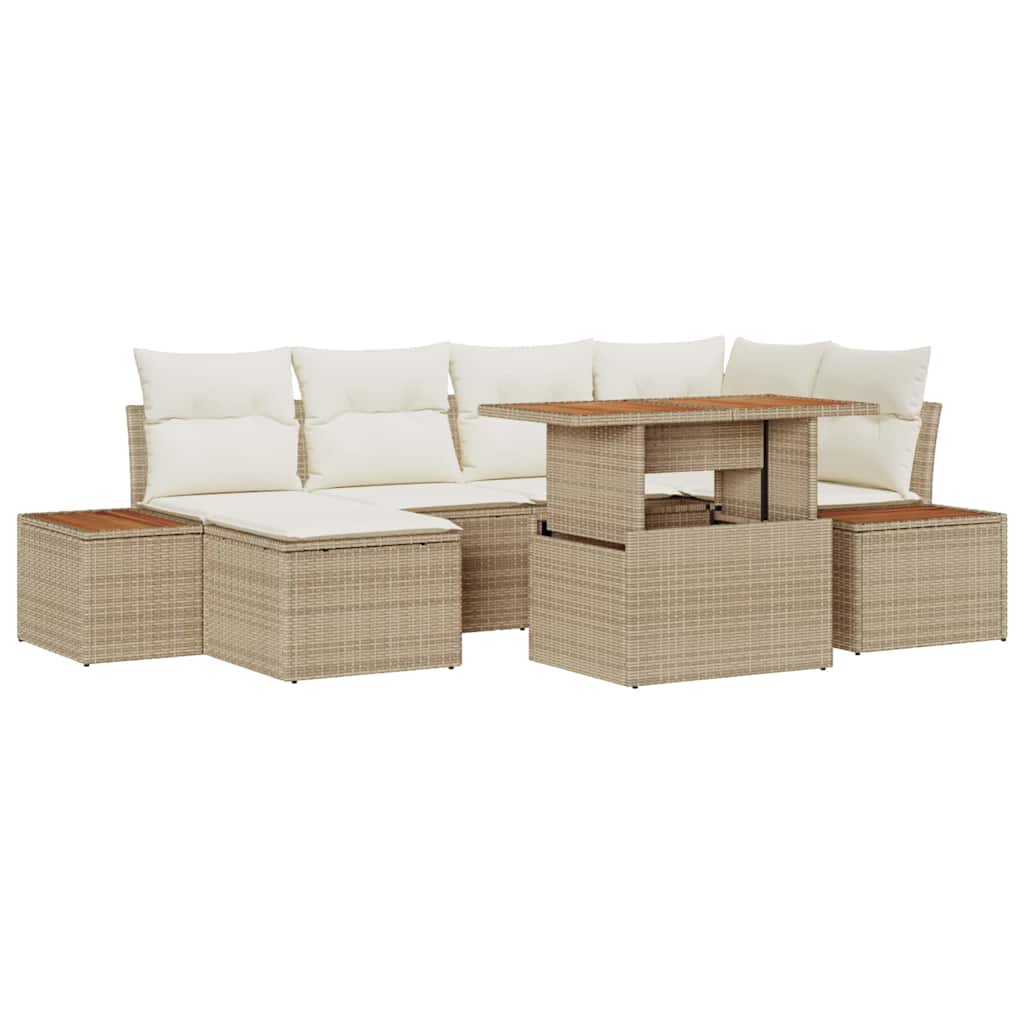 Garten Essgruppe mit Kissen 7 pcs Schwarz und Beige
