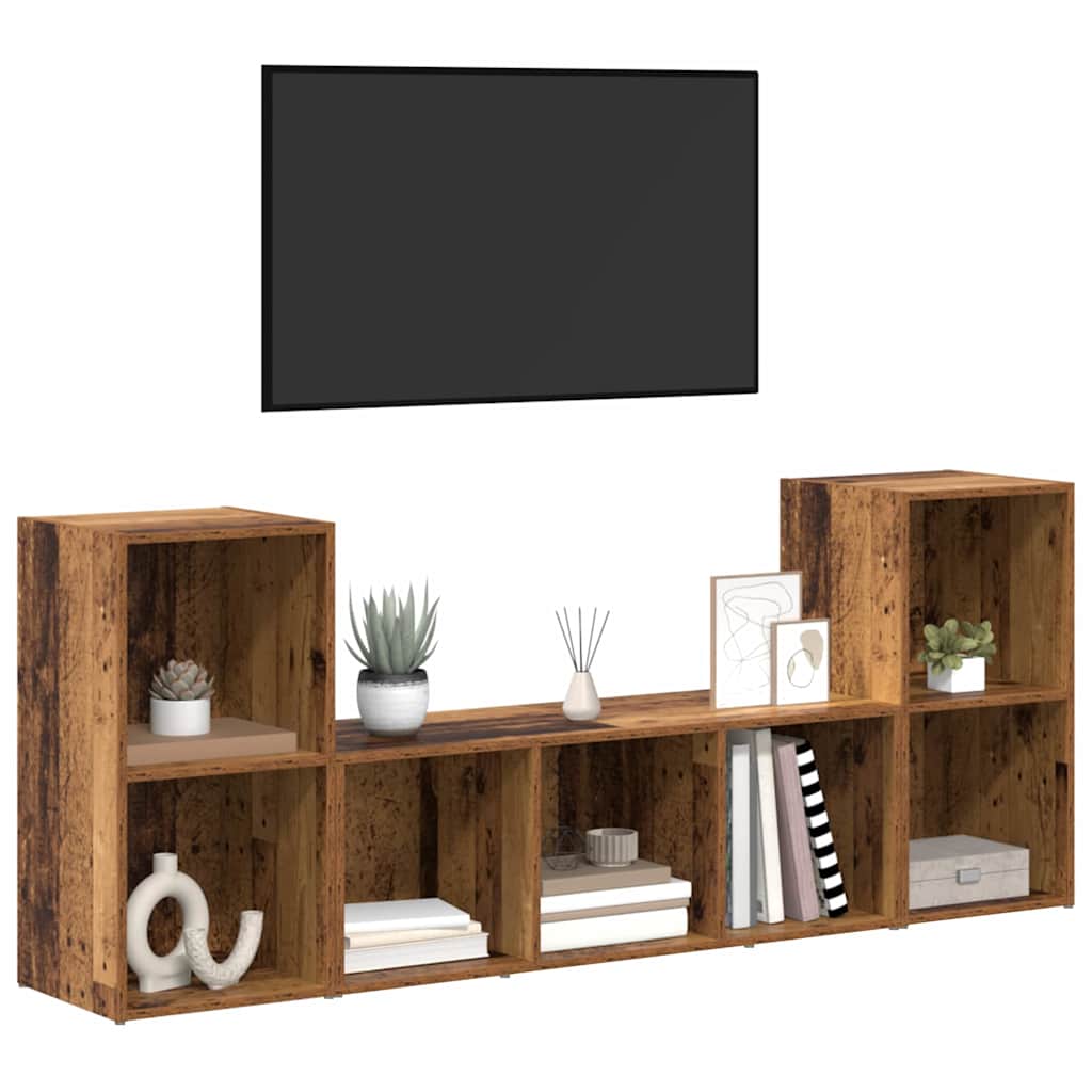 3-tlg. TV-Schrank-Set Weiß Holzwerkstoff