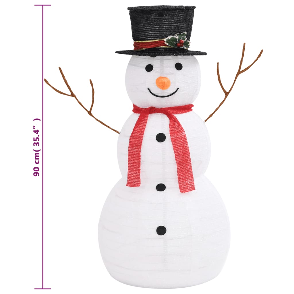 LED-Schneemann Weihnachtsfigur Luxus-Stoff 60 cm