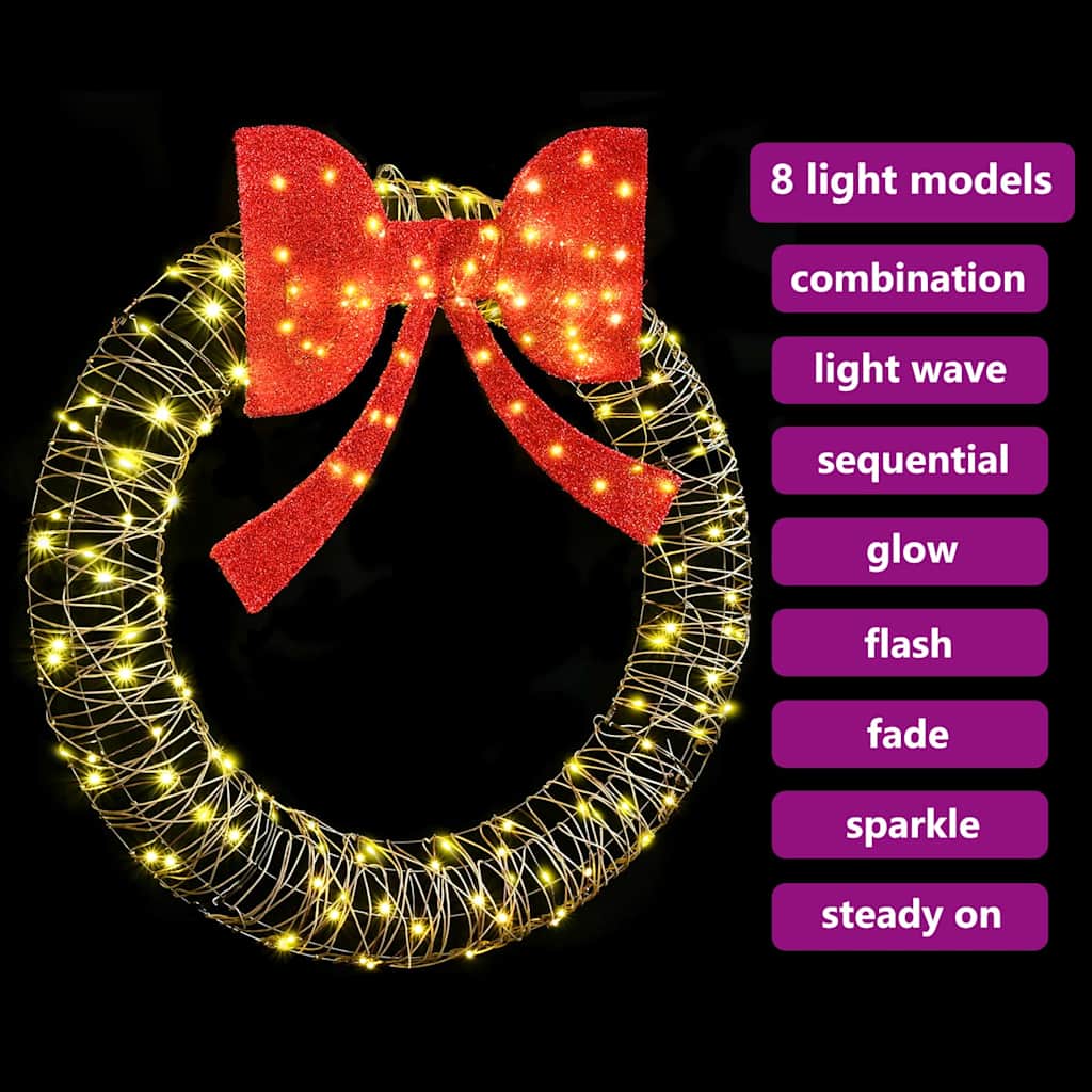 Kranz mit 60 LEDs Warmweiß 76 x 76 x 8 cm PET