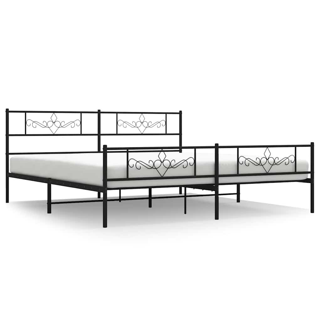 Bettgestell mit Kopfteil Metall Schwarz 100x190 cm