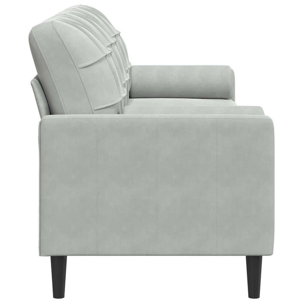 2-Sitzer-Sofa mit Zierkissen Hellgrau 120 cm Samt
