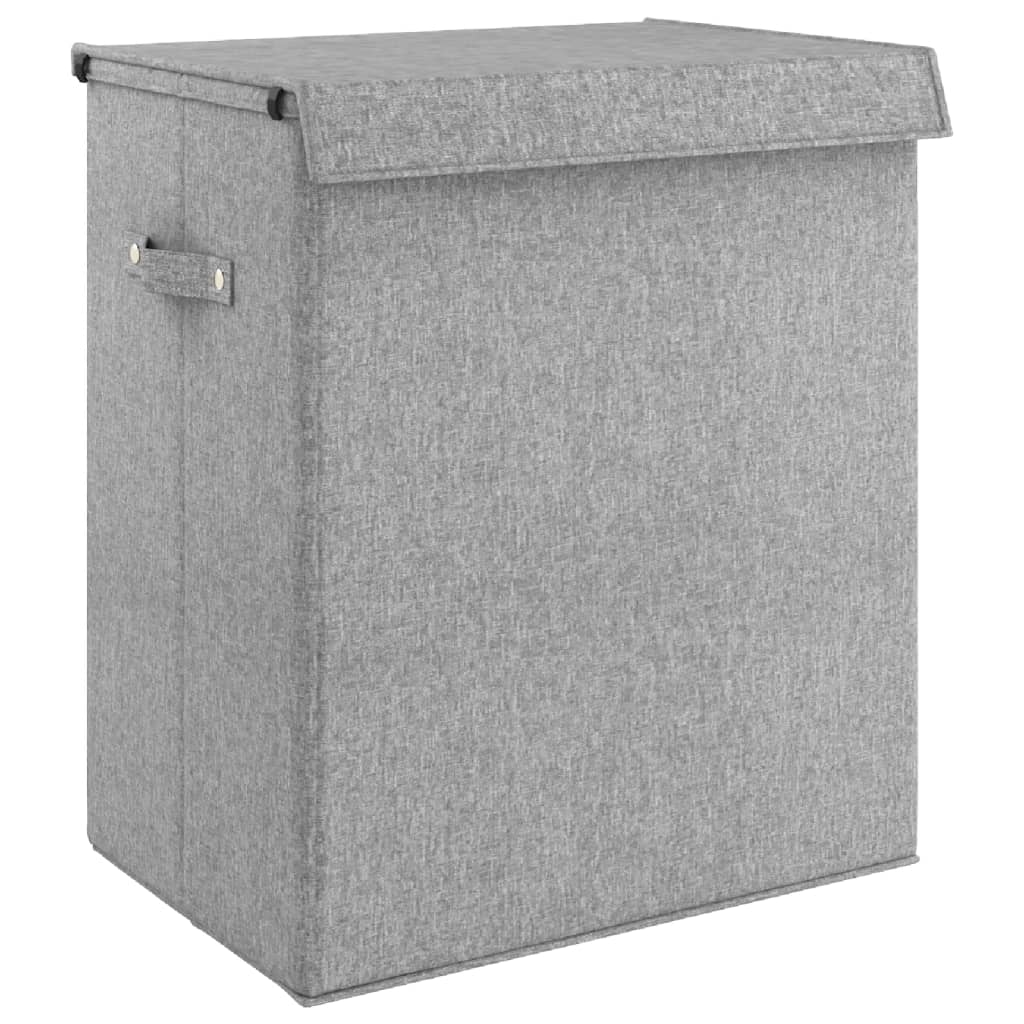 Faltbarer Wäschekorb Grau 26 x 34,5 x 59,5cm Leinenimitat Stoff