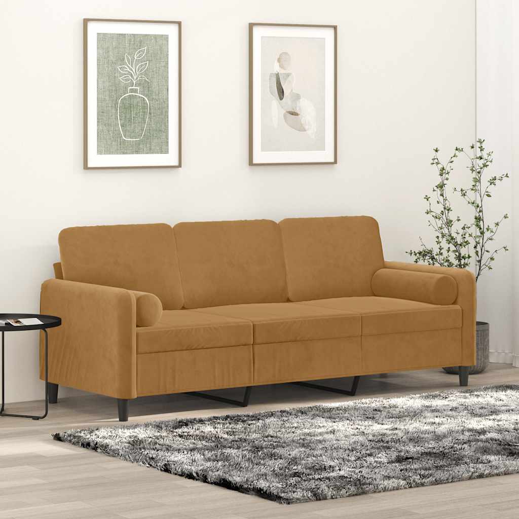 2-Sitzer-Sofa mit Zierkissen Dunkelgrün 120 cm Samt