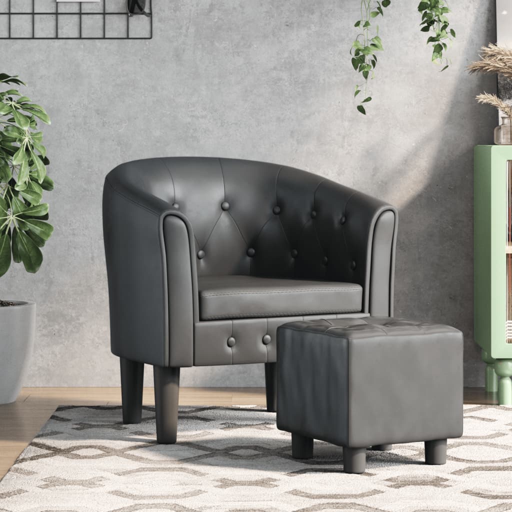 Clubsessel Grau Kunstleder