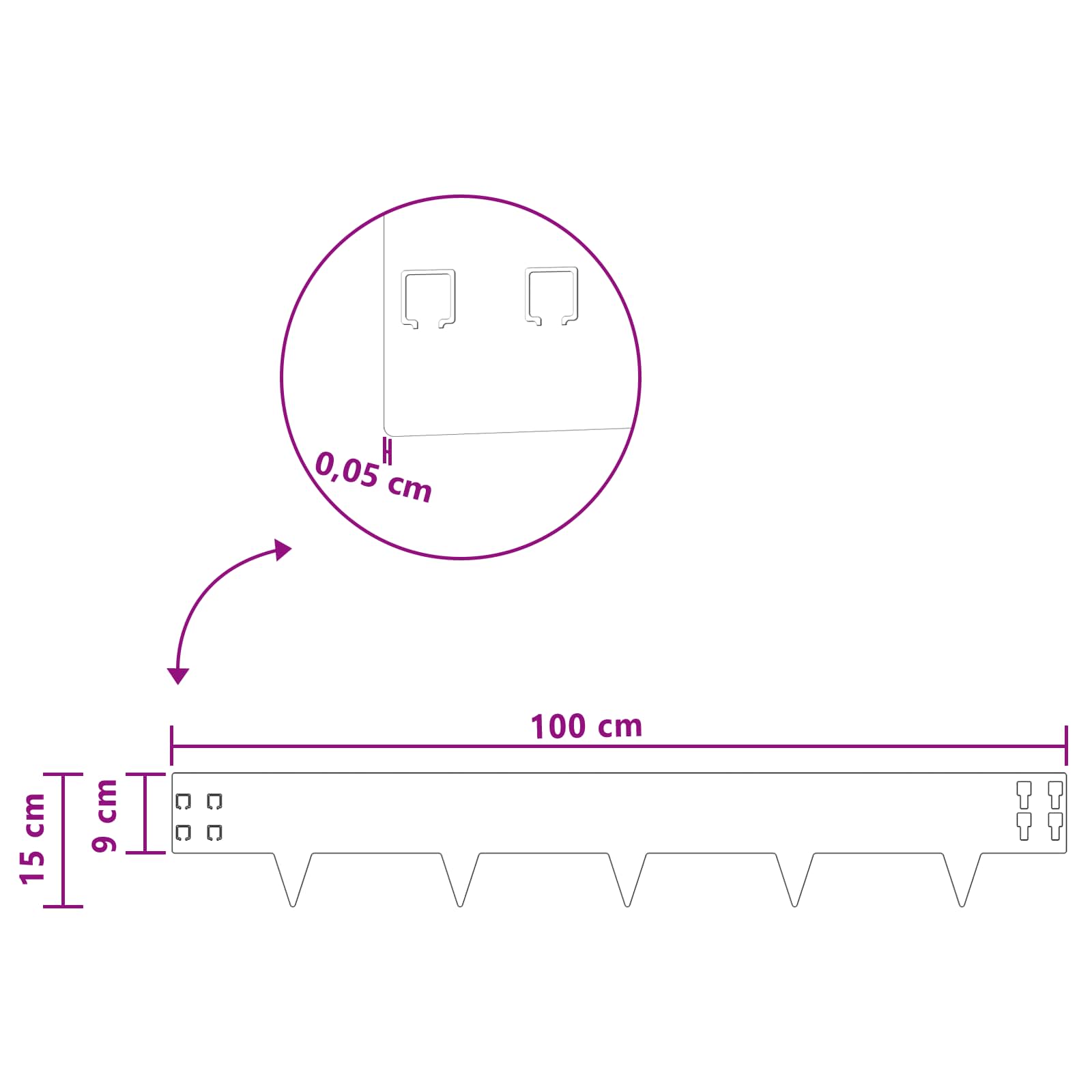 Raseneinfassung 10 pcs 100 x 12 cm Stahl Schwarz