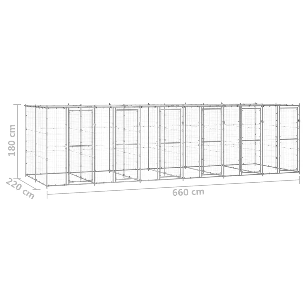 Outdoor-Hundezwinger Stahl mit Überdachung 110x220x180 cm