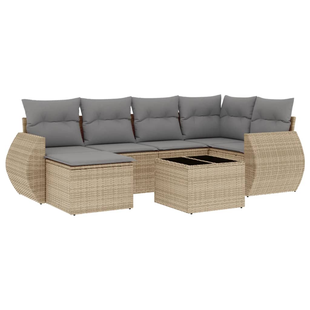 6-tlg. Garten-Sofagarnitur mit Kissen Schwarz Poly Rattan