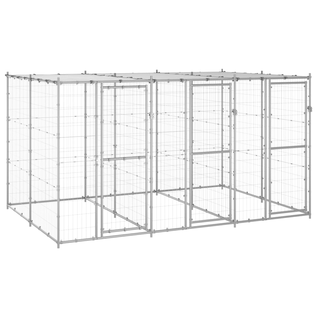 Outdoor-Hundezwinger Stahl mit Überdachung 110x220x180 cm