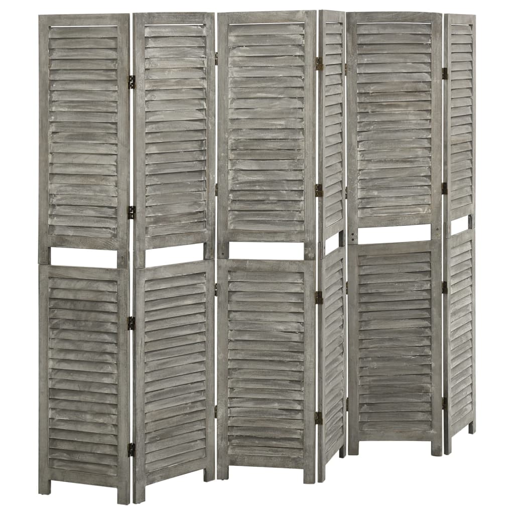 5-tlg. Raumteiler Grau 179x166 cm Massivholz