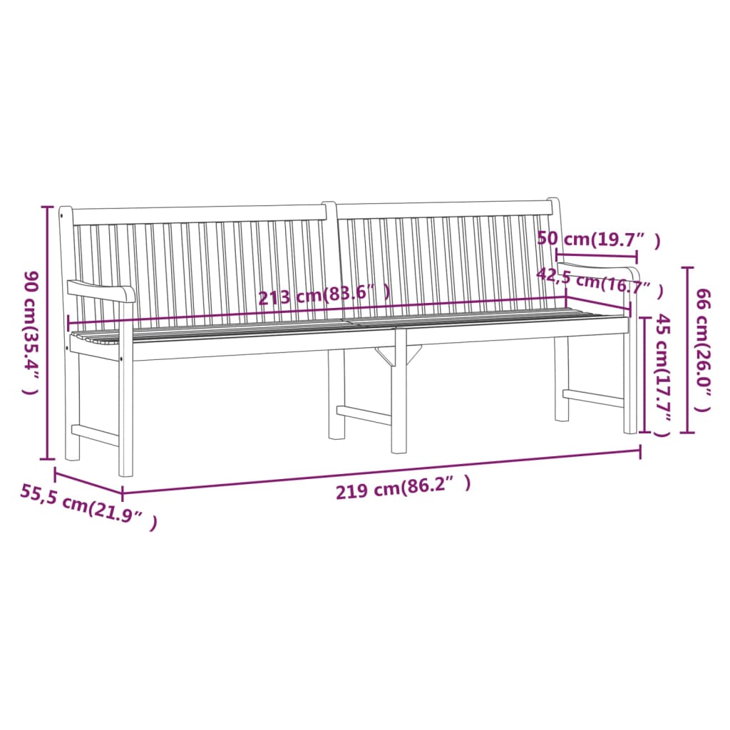 Bank Outdoor Natur 110 x 56 x 90 cm Massivholz Akazie