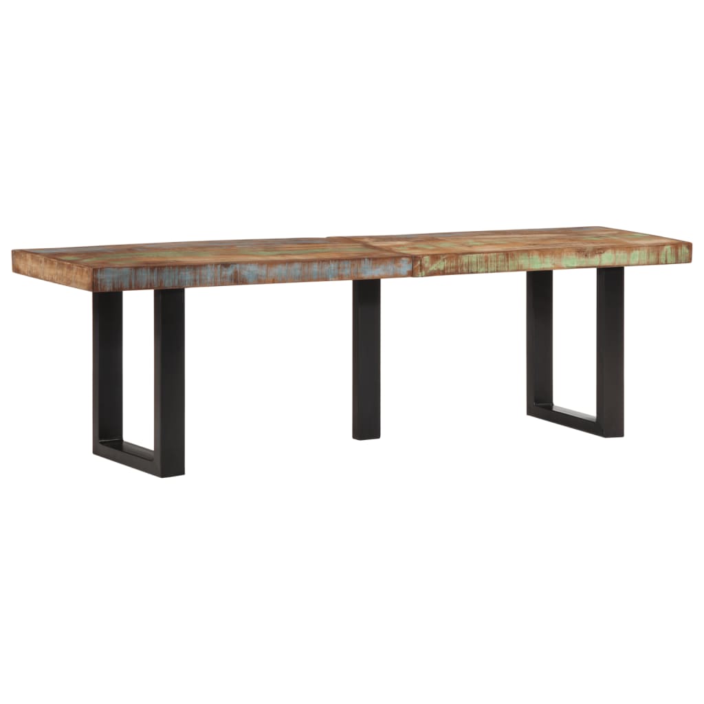 Sitzbank mit Naturkanten 110 cm Akazie Massivholz und Stahl