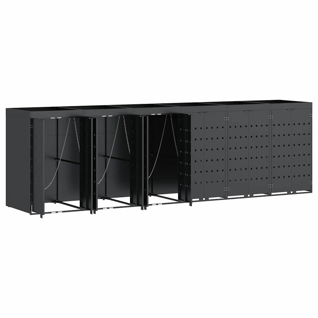 Mülltonnenbox für 2 Tonnen Schwarz 138x79x117 cm Stahl