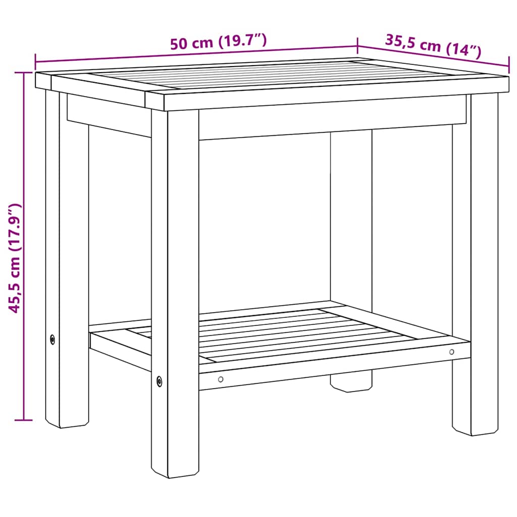 Couchtisch mit Speicher Braun 45 x 45 x 45 cm Massivholz Teak