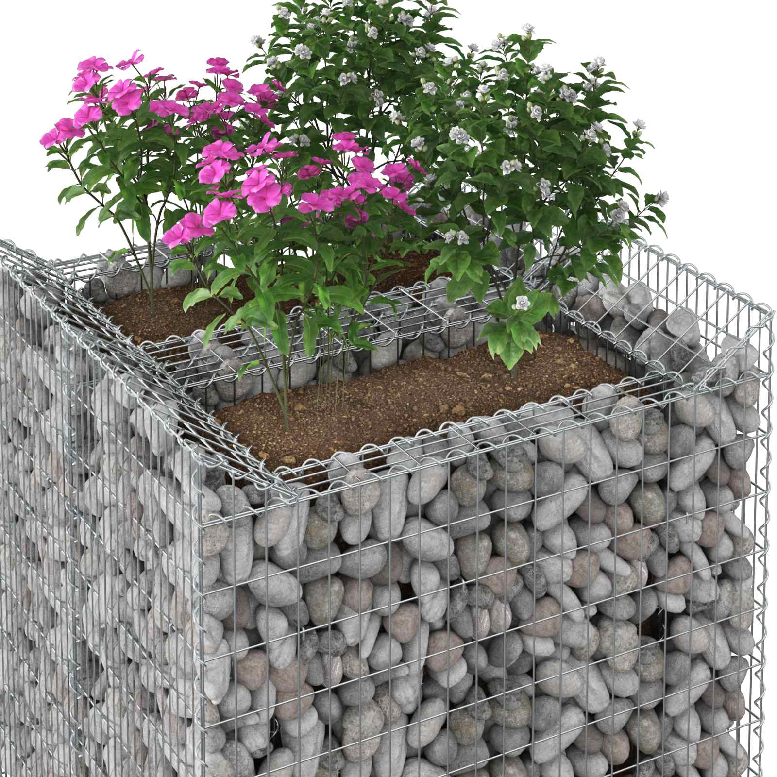 Gabionen-Hochbeet 2 pcs Silber
