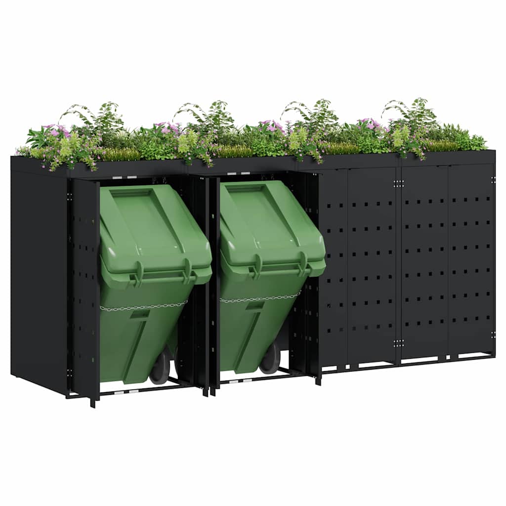 Mülltonnenbox für 2 Tonnen Schwarz 138x79x117 cm Stahl