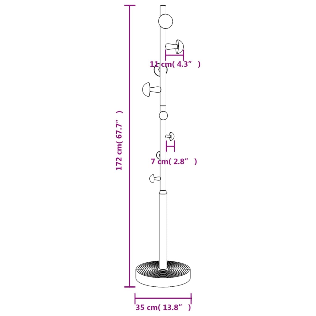 Garderobenständer Weiß 172 cm Pulverbeschichtetes Eisen