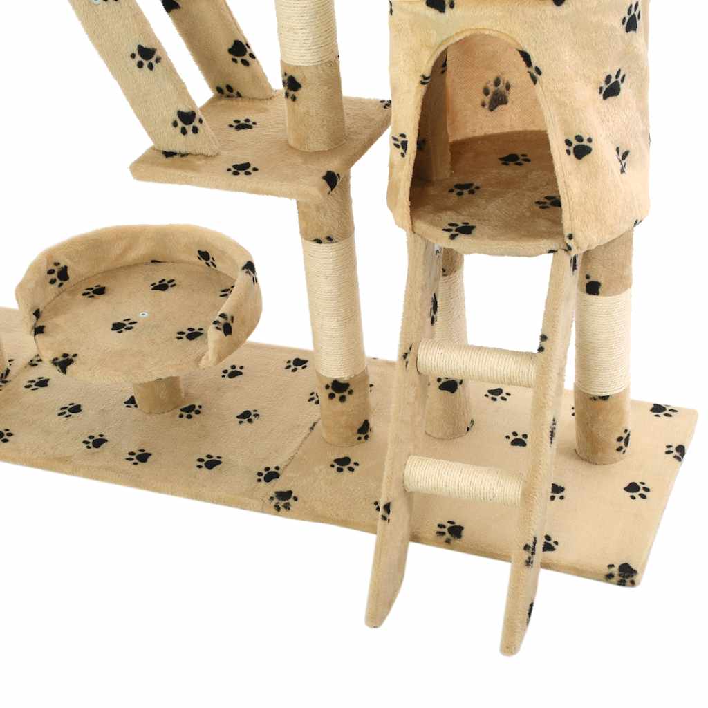 Katzen-Kratzbaum mit Sisal-Kratzsäulen 230 - 250 cm Beige