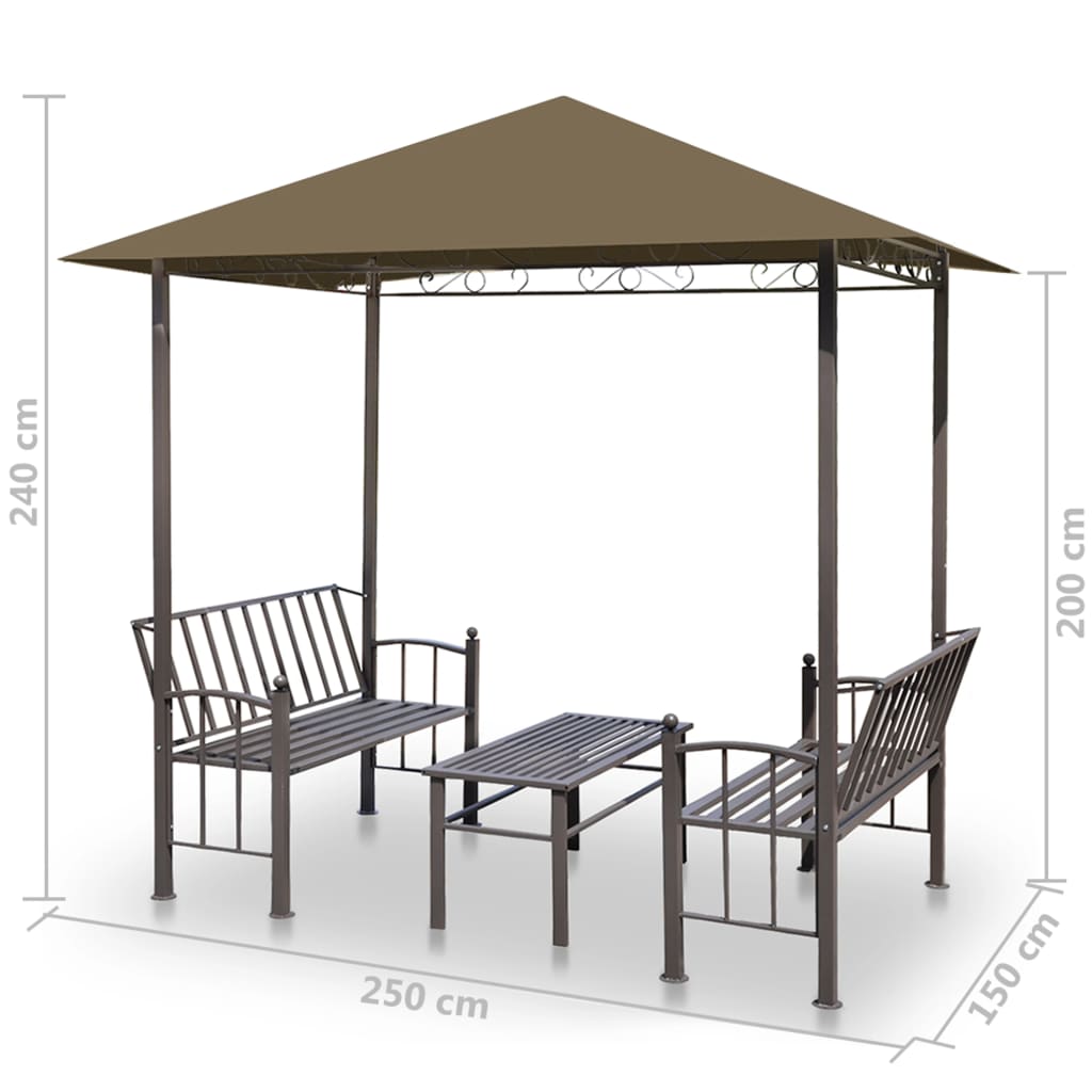 Gartenpavillon mit Tisch und Bänken 2,5x1,5x2,4 m