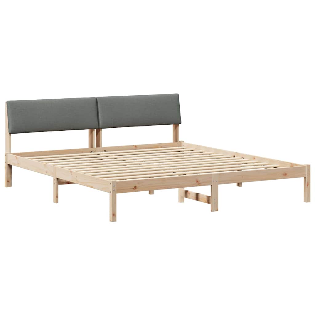 Bettgestell Braun und hellgrau 200 x 200 cm Massivholz Kiefer