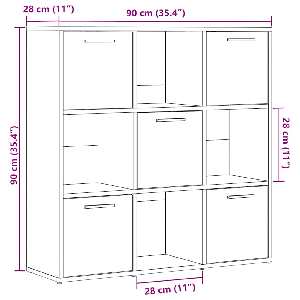 Bücherregal Weiß 90x30x90 cm Holzwerkstoff