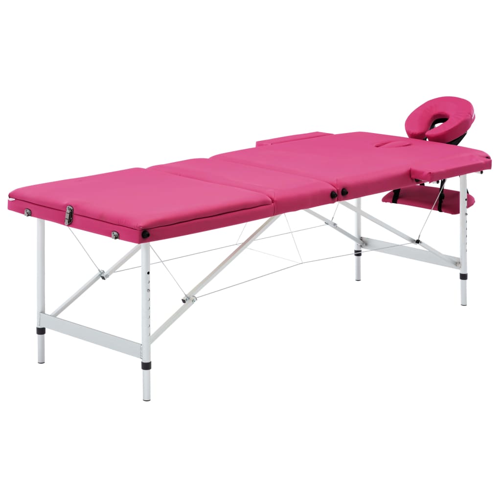 Massagetisch Klappbar 3 Zonen Aluminium Dunkellila