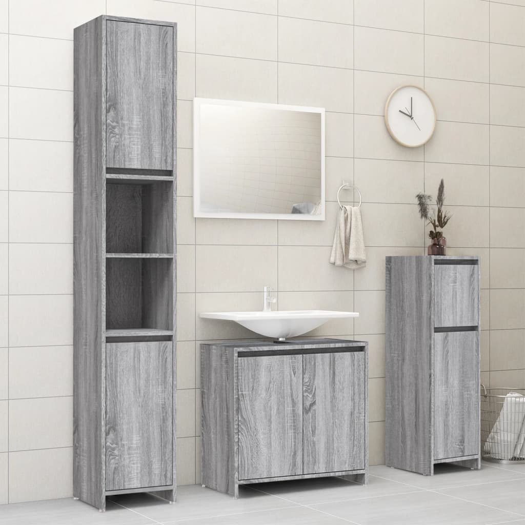 Badezimmerschrank Weiß 30x30x95 cm Holzwerkstoff