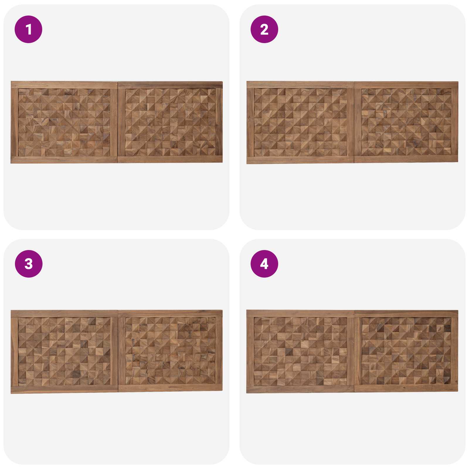 Bettkopfteil Natur Massivholz Teak