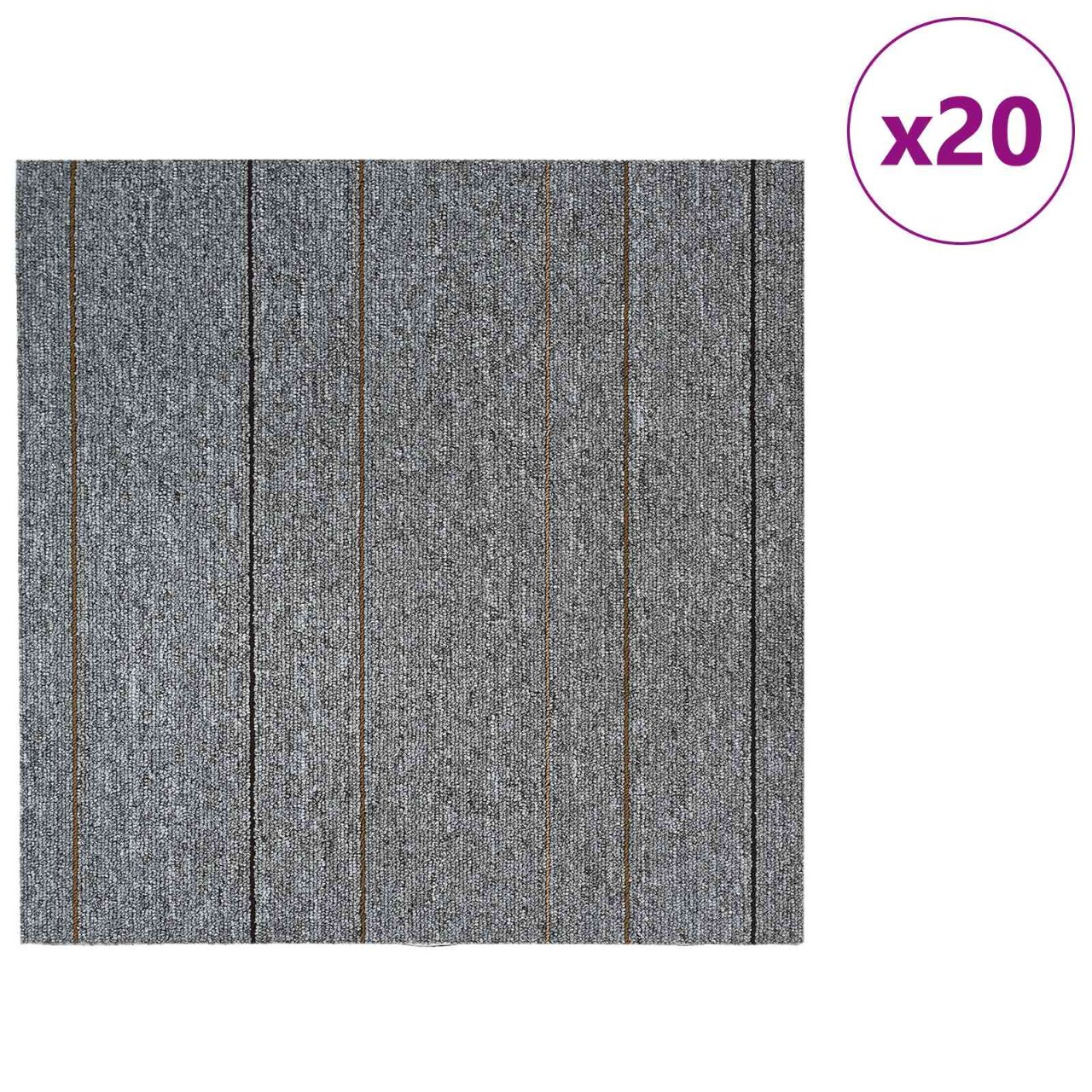Teppichfliese Hellgrau mit Streifen 50 x 50 cm 4 pcs
