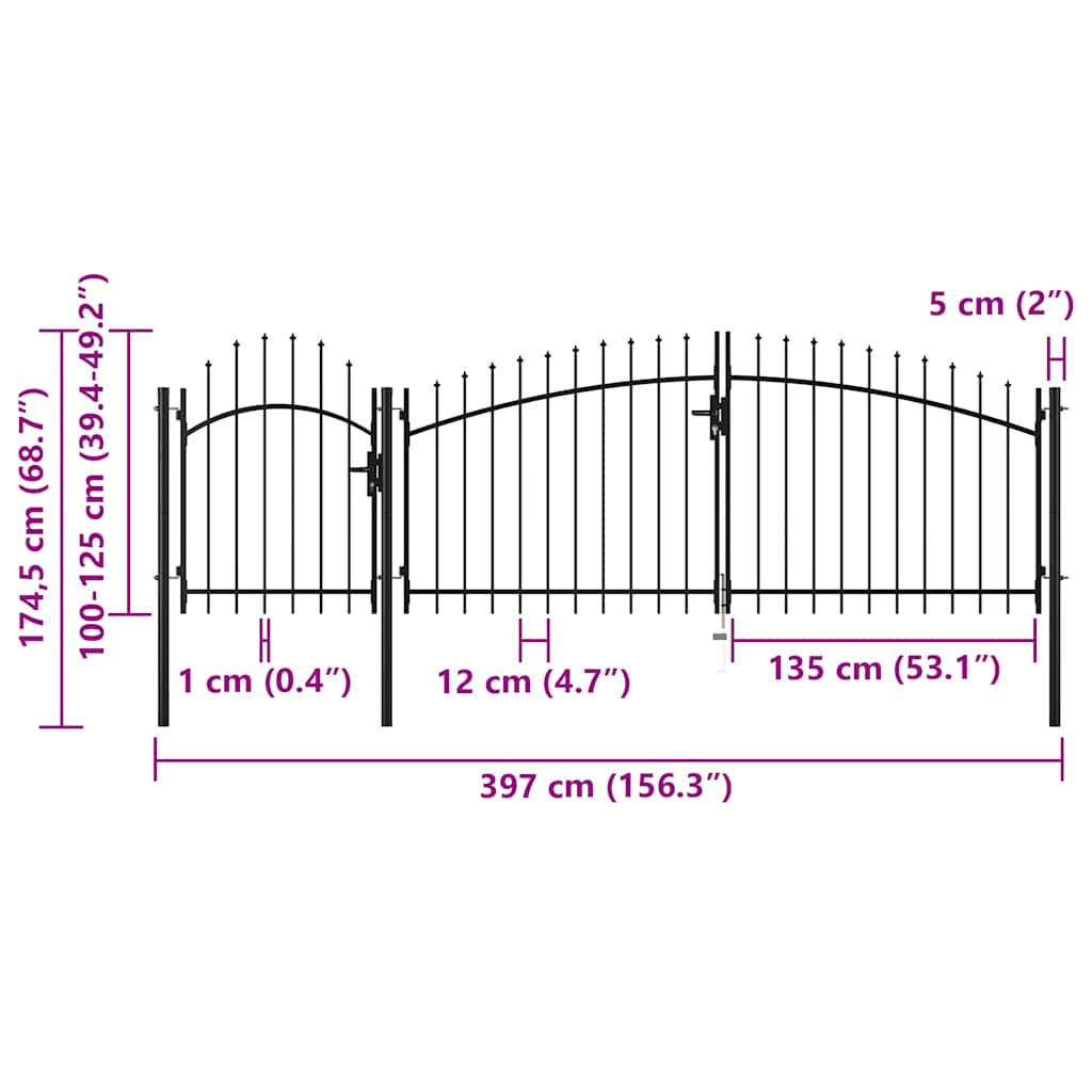 Gartentor Woerden Stahl 1x4 m Schwarz