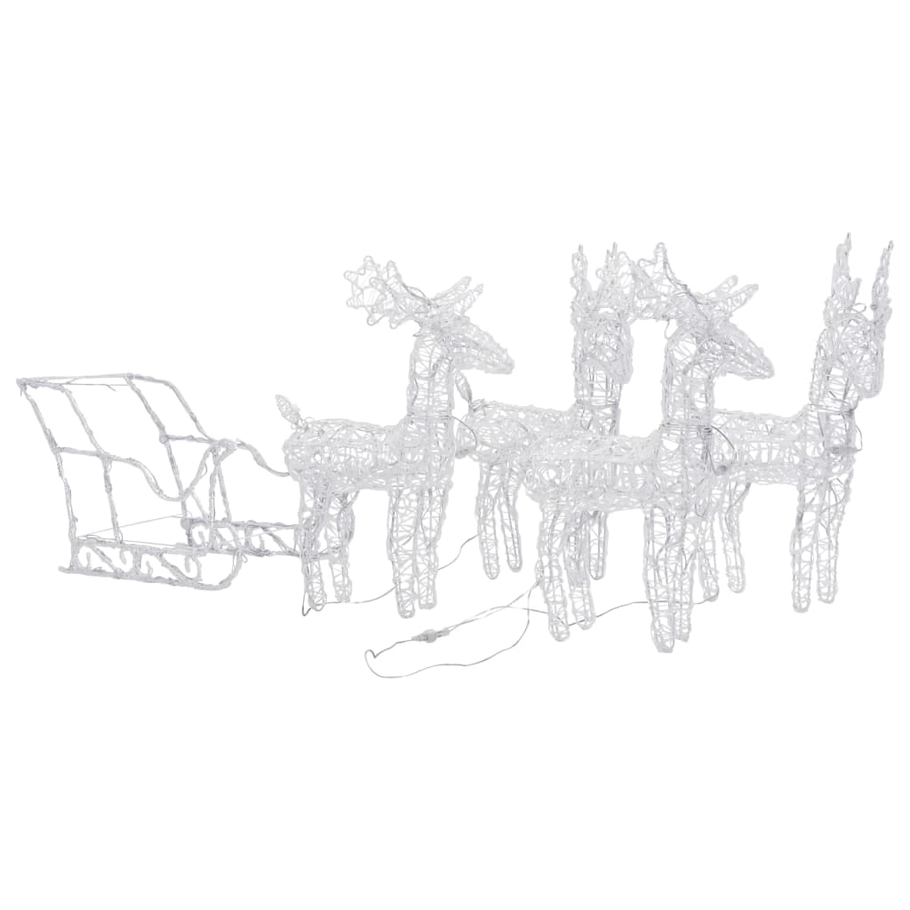 Rentiere & Schlitten Weihnachtsdekoration 160 LEDs 130 cm Acryl
