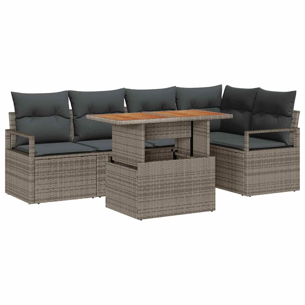 Garten Essgruppe mit Kissen 6 pcs Schwarz und Creme