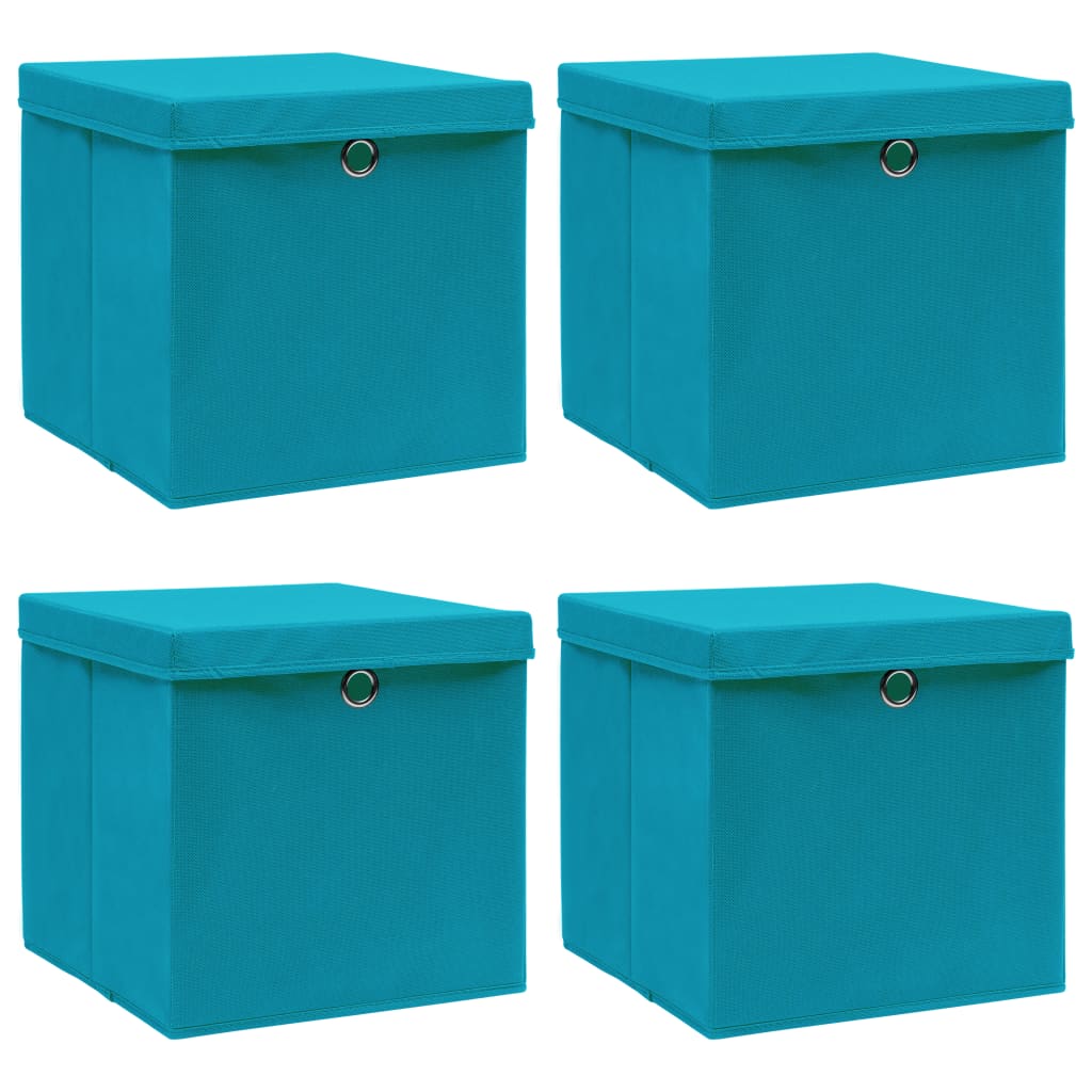 Aufbewahrungsboxen 4 Stk. Blau 32x32x32 cm Stoff