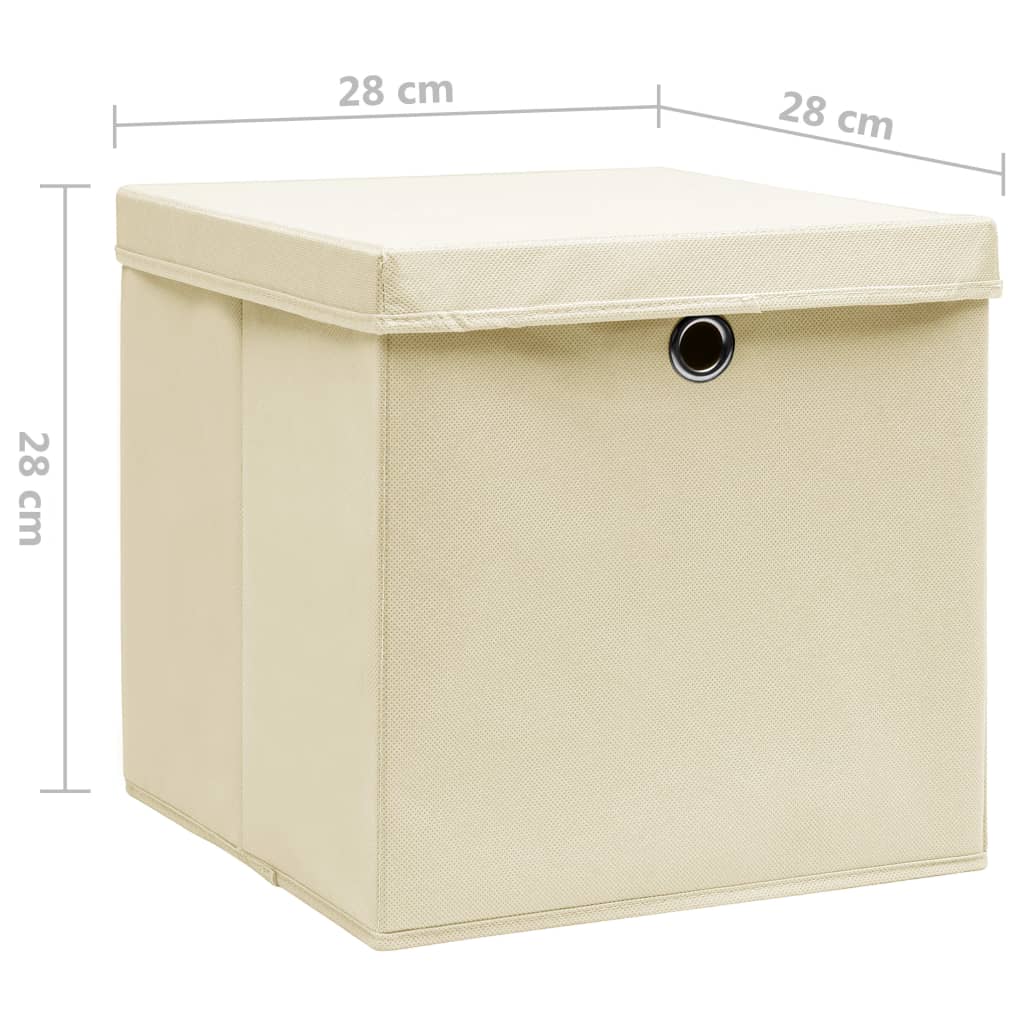 Aufbewahrungsboxen mit Deckeln 10 Stk. 28x28x28 cm Schwarz