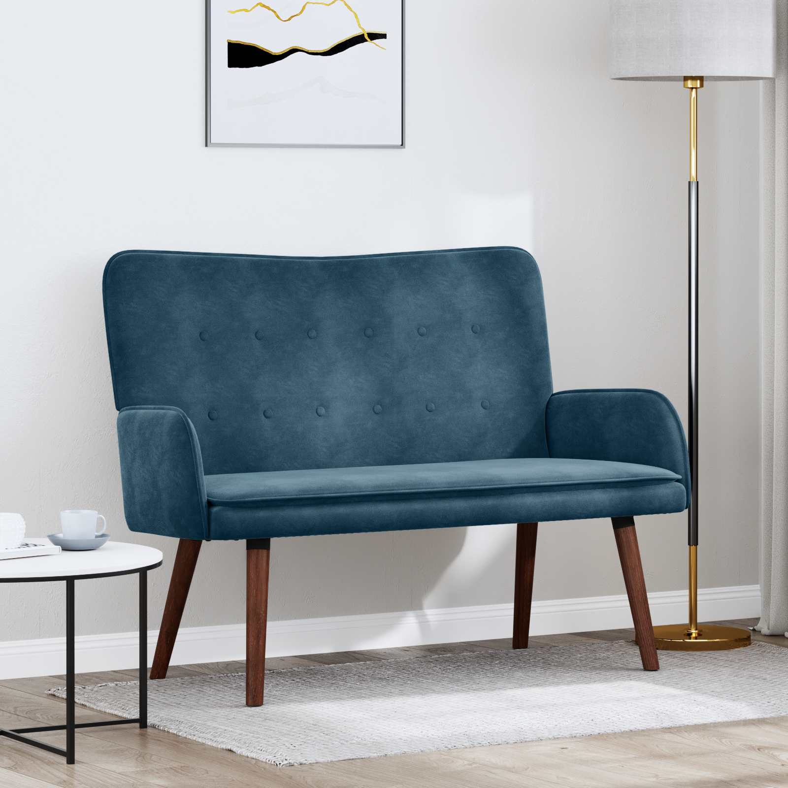 2-Sitzer Sofa Hellgrau 115 x 61 x 87 cm Samt (V)