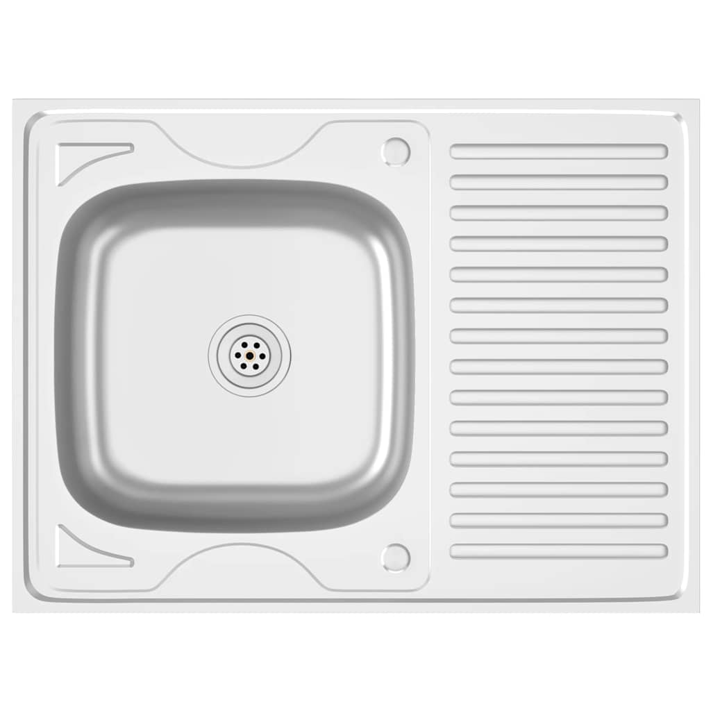 Spüle mit Abtropffläche Set Silbern 800x500x155 mm Edelstahl