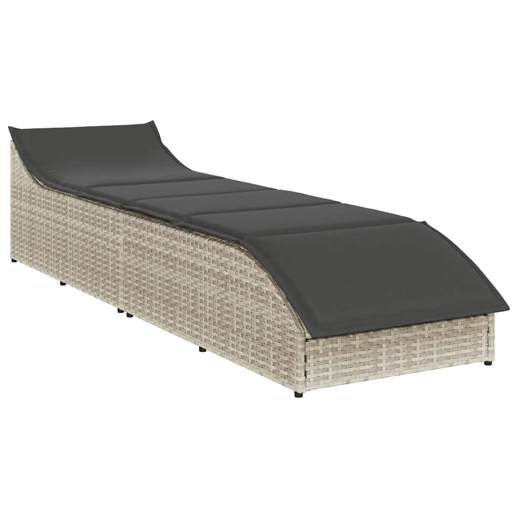 Klappliege mit Auflage und Stauraum Schwarz Poly-Rattan