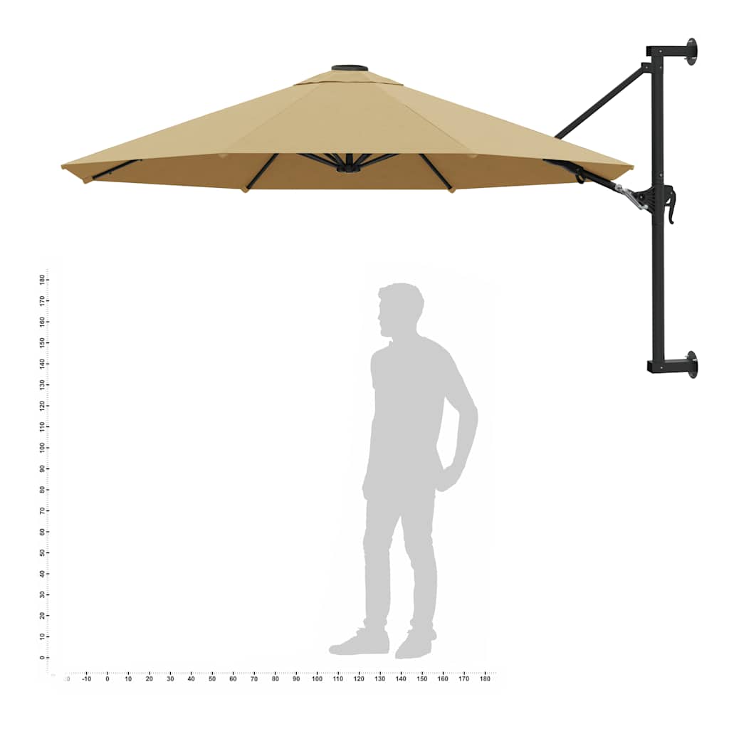Sonnenschirm zur Wandmontage mit Metall-Mast 300 cm Sandweiß