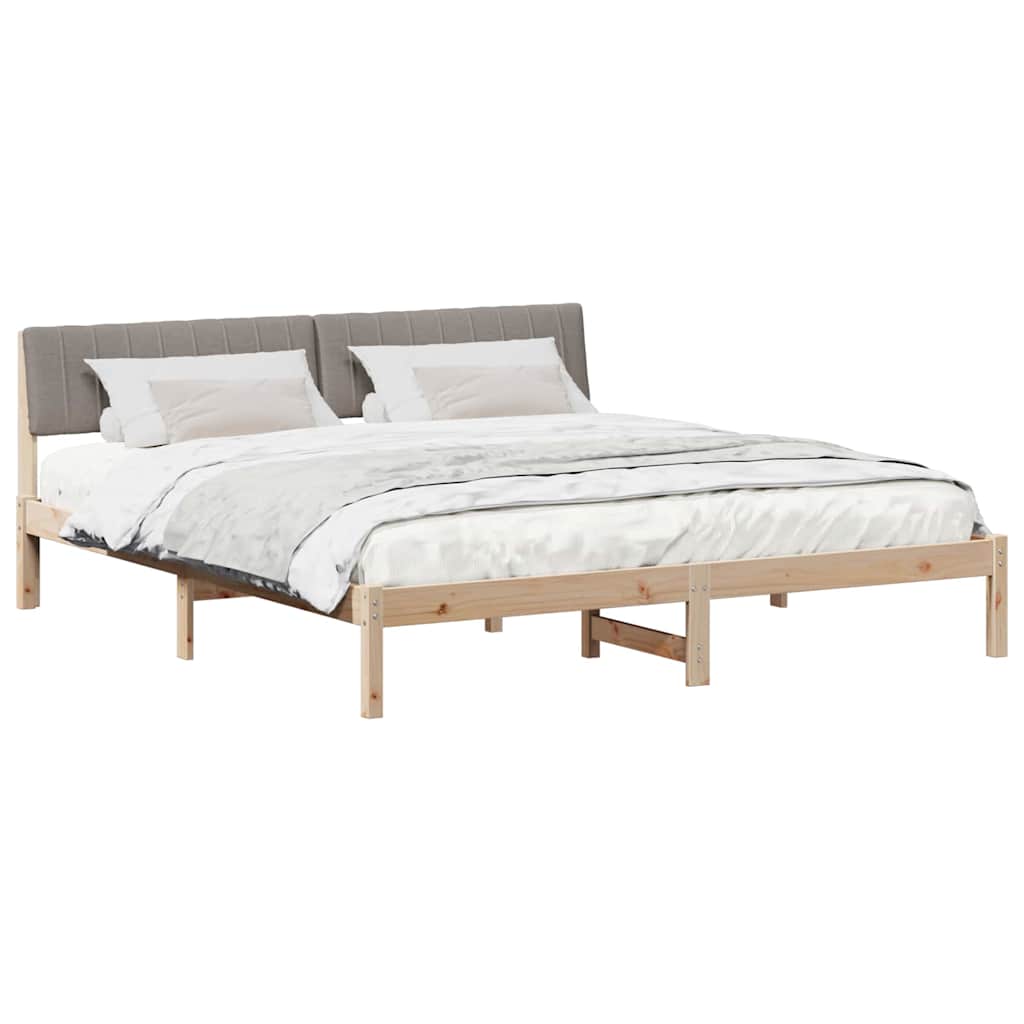 Bettgestell Braun und hellgrau 200 x 200 cm Massivholz Kiefer