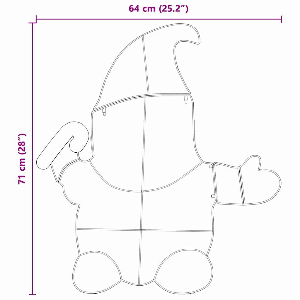 Beleuchteter Weihnachtsmann Warmes Weiß 70 x 62 cm Lamé-Stoff