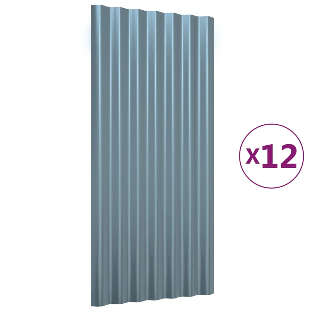 Dachpaneele 12 Stk. Verzinkter Stahl Grün 100x36 cm