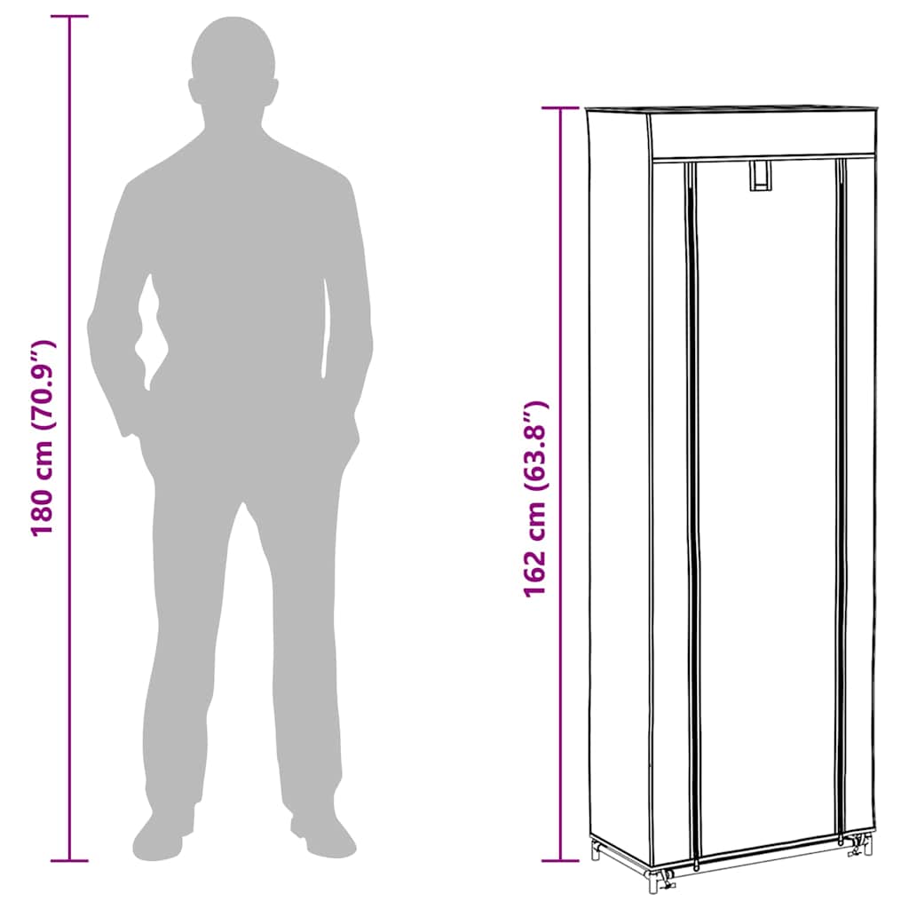 Schuhschrank mit Abdeckung Cremeweiß 57 x 29 x 162 cm Stoff