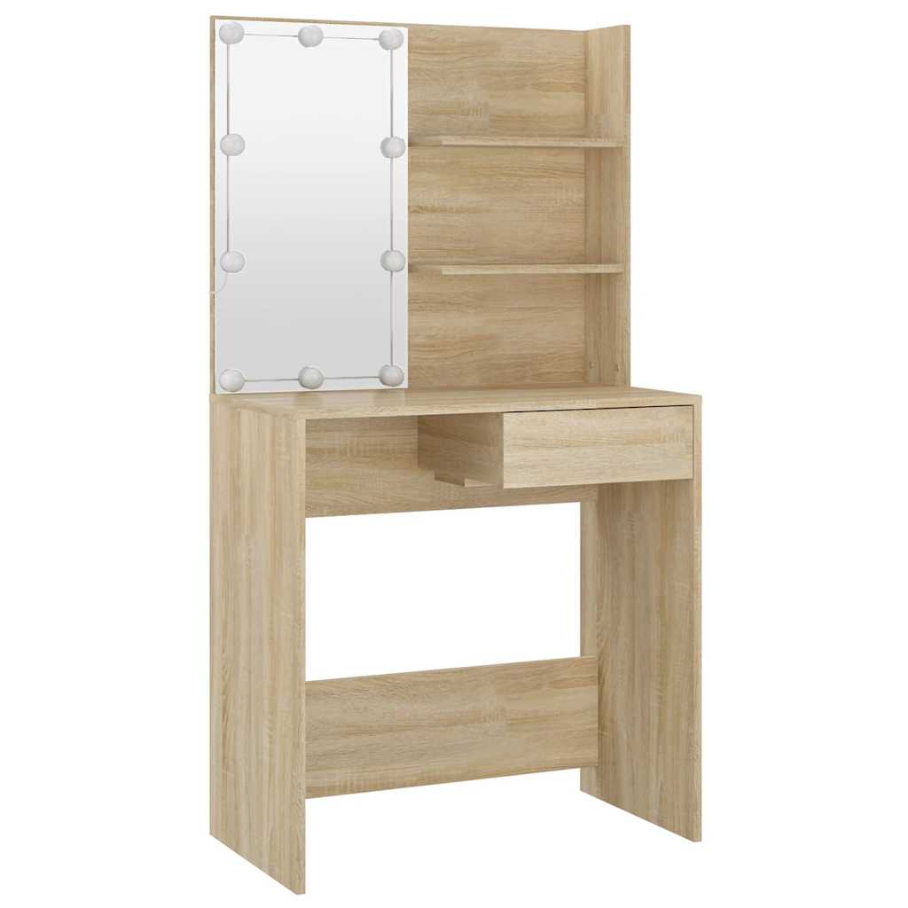 Schminktisch mit LED Weiß 74,5x40x141 cm