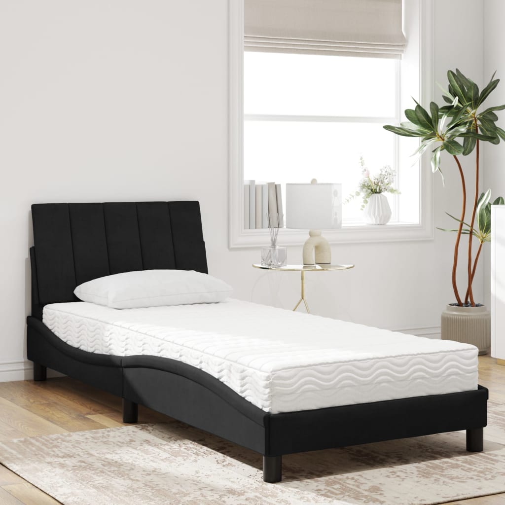 Bett mit Matratze "Hanko" Hellgrau 80x200 cm Samt